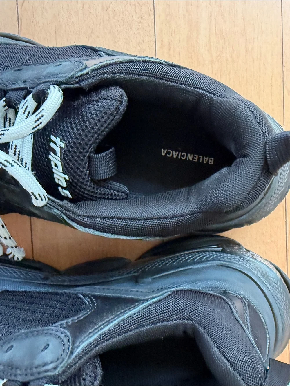 Balenciaga Triple S Black Sneakers with White Rope Laces - Picture 6 of 7